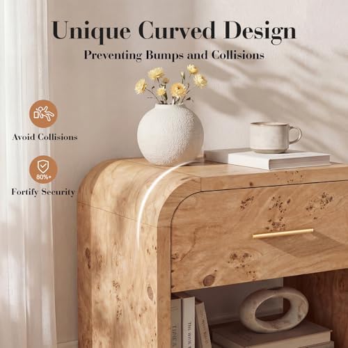 Night Stand Set of 2, 1-Drawer and 1 Storage Shelf