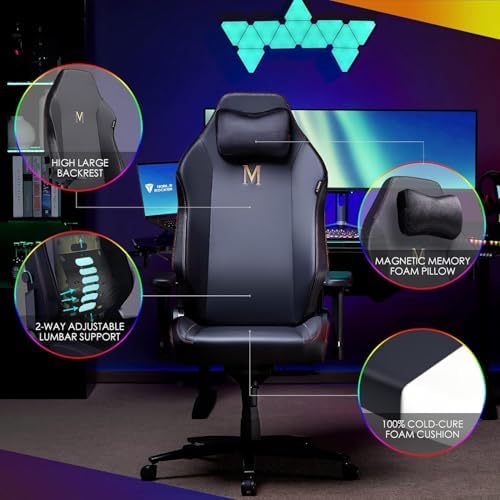Large Ergonomic Gaming Chair, Black PU Leather, X-Large