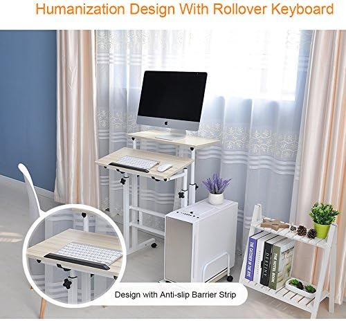 soges Mobile Standing DeskAdjustable Height, Roling Sit-Stand Desk, Oak