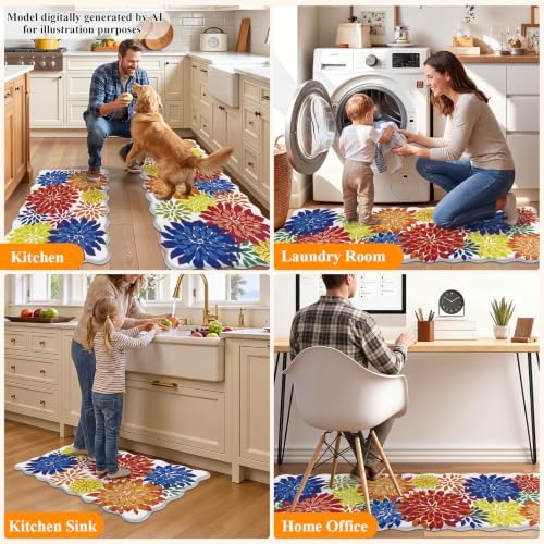 HEBE Anti Fatigue Kitchen Rugs Set of 3, Cushioned Kitchen Mats for Floor