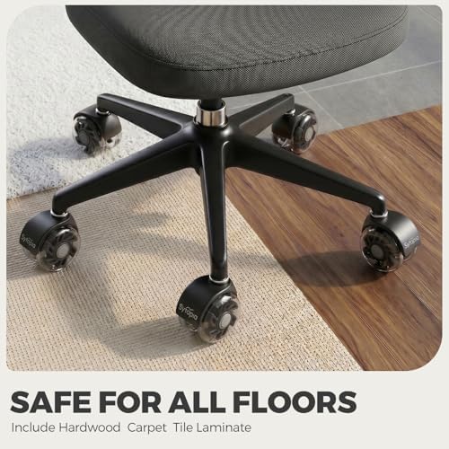 Office Chair Wheels Replacement, 2.5 Inch Universal Casters for Hardwood Floors & Carpet, Heavy Duty, Quiet, Scratch-Free, Fits Most Chairs, Easy Install, Set of 5.Dark Grey