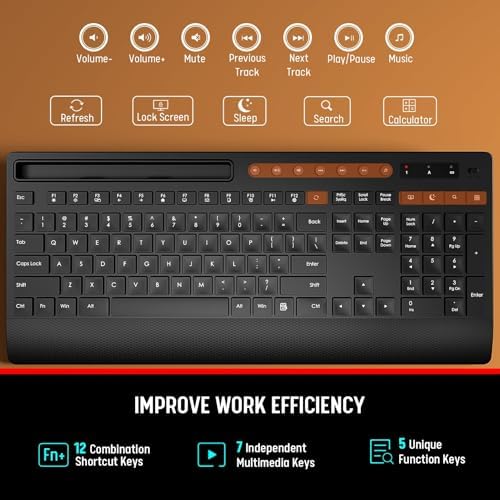 Trueque Wireless Keyboard and Mouse Combo, Full Size with Palm Rest