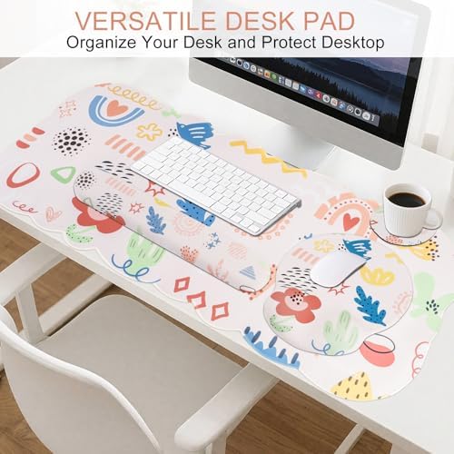 Petmolico Desk Pad Set with Wrist Rest for Keyboard & Mouse, Colorful