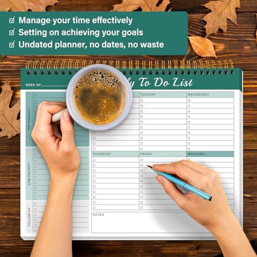 TREES Weekly To-Do List Notepad, 52-Week Desk Planner Organizer, 8.5" x 11"