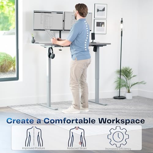 VIVO Dark Gray 55 x 28 in Standing Desk, DESK-KIT-1G55G