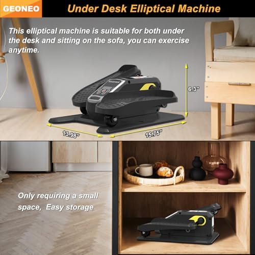 Under Desk Elliptical Machine, Electric Elliptical Exerciser for Senior, Quiet & Small Electric Seated Pedal Exerciser for Home with Monitor, Remote Control & 12 Adjustable Speeds