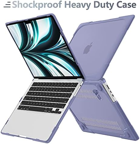 Batianda Heavy Duty Case for MacBook Air 13.6 inch with Stand,Lavender Grey