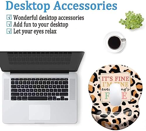 Mouse Pad, Ergonomic Mouse Pad with Wrist Support Pain Relief Comfort Wrist Rest Pad with Non-Slip PU Base for Gaming, Home, Office & Travel, It's Fine I'm Fine Everything's Fine
