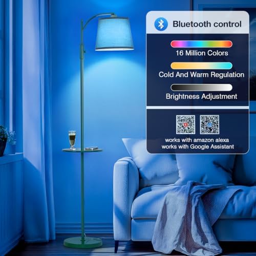AIDENOEY Smart Floor Lamp with Side Table, Alexa & Google Assistant