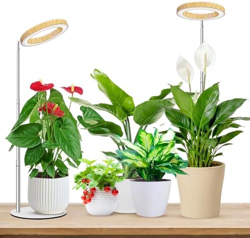 Aokrean Grow Light, Full Spectrum 6.3in Halo Plant Light for Indoor Growing