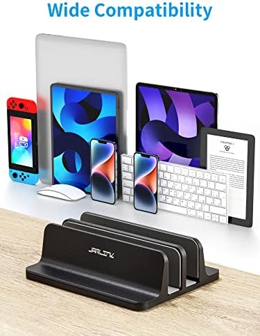 JARLINK Double Vertical Laptop Stand, Adjustable Aluminum Desk Dock, Black