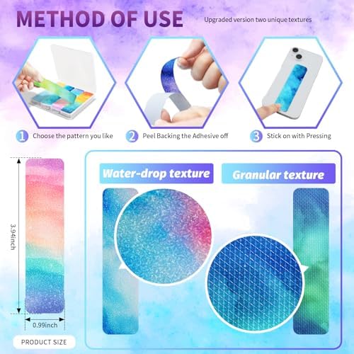 48 Pieces Anxiety Sensory Stickers with Storage Box - Sensory Strips 2 Textured Surface Adhesives Fidget Strips for Office & Classroom Desk Relieve Adult & Teen Stress (Watercolor Style)