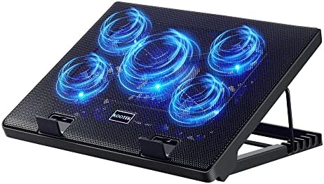 Kootek Laptop Cooling Pad Cooler Stand with 5 Quiet Fans for 12"-17" Laptop