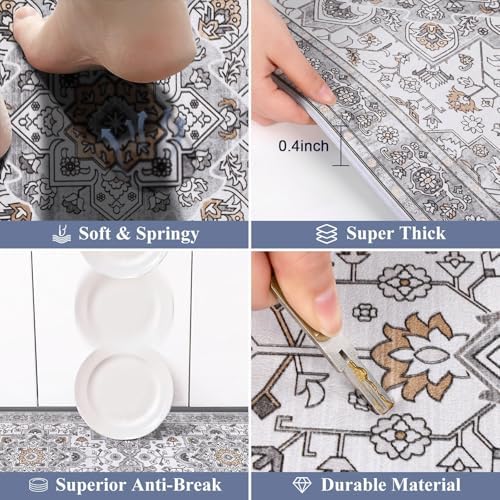HEBE Anti Fatigue Kitchen Rugs Set of 2, Cushioned Kitchen Mats for Floor