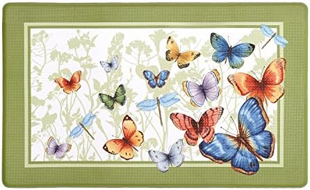 PowerSellerUSA Printed Anti Fatigue Mat, Non Slip Printed Textured Comfort Standing Floor Mats for Living, Dining Room, Bedroom, Kitchen, Office, Work (18x30 in., Cute Butterflies)