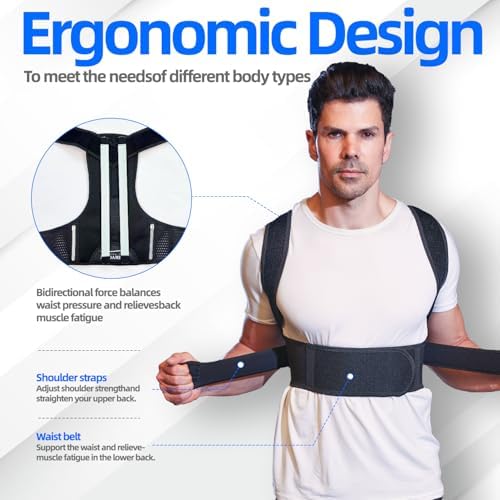 Posture Corrector for Women and Men ( Order A Size Up ) Upgraded Back Brace Support, Adjustable Shoulder Straightener for Improving Back Posture, Relief for Upper and Lower Back, Lumbar, Neck, Shoulder Pain (4XL(53.2~57.0))