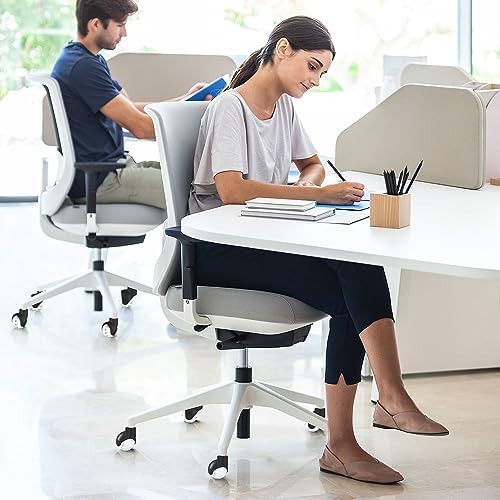Office Chair Wheels Replacement 2 Inch Rubber Ball Caster Wheels for Wood Floor Carpet Mats, Set of 5, Heavy Duty Desk & Gaming Chair Casters 7/16" (11mm) Grip Ring Stem, Quiet Smooth Rolling (White)