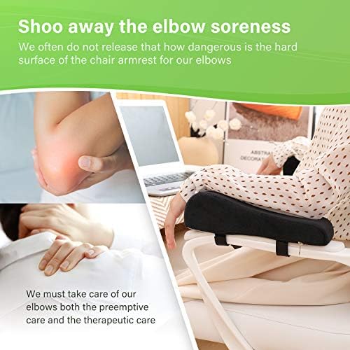 LargeLeaf Chair Ergonomic Armrest Pads Elbow Pillow Pressure Relief Office Chair Gaming Chair armrest with Memory Foam armrest Pads 2-Piece Set of Chair (Black_Velvet)