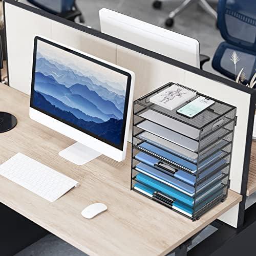 9-Tier Paper Organizer for Desk, Letter Tray with Handles, Black, 2 Pack