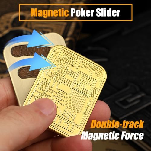 Cool Chip Fidget Slider for Kids, Fidget Toys Adults Metal Magnetic Fidgets Desk Toys, EDC Gadgets Anxiety Stress Relief Desk Toys, Tools for Adults Mens Gifts for Him & Dad, Boyfriend