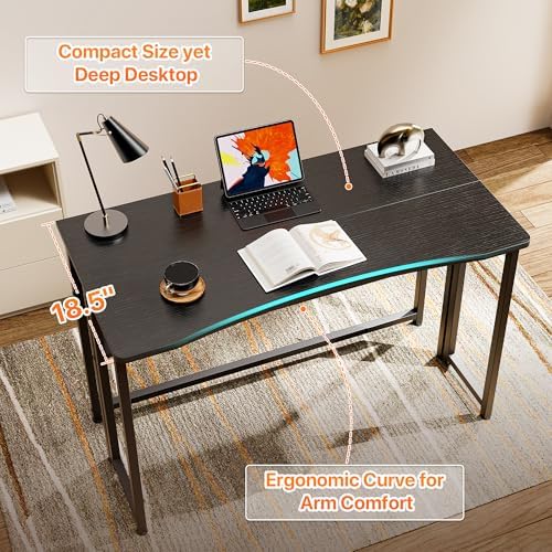 Huuger Folding Desk with Storage Shelf, 39.3 Inch Foldable Computer Table
