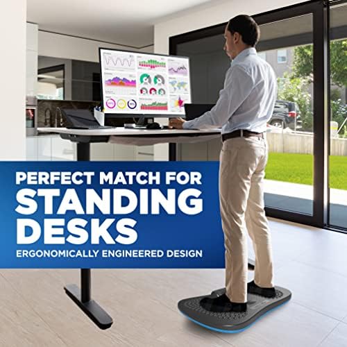 Serenelife Standing Desk Anti Fatigue Mat Wooden Wobble Balance Board Stability Rocker with Natural Hardwood Ergonomic Design Comfort Floor Mat for Standing Desks, Fitness Workout, and Stress Relief