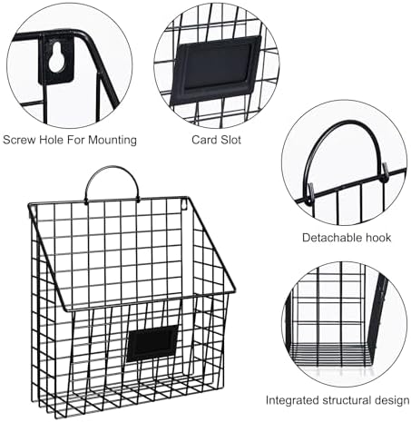 3 Packs Hanging Wall File Organizer with Hooks, Magazine Rack ,Mail Basket
