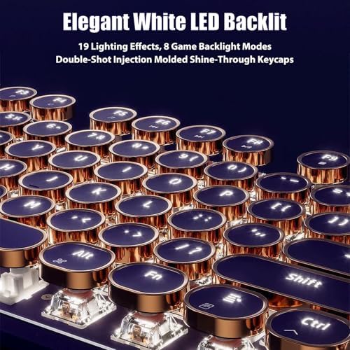 Typewriter Style Mechanical Gaming Keyboard White LED Backlit