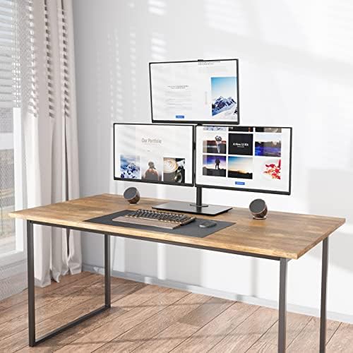 WALI Triple Monitor Stand, Height Adjustable Free-Standing Monitor Desk Mount, fits 3 Computer Screens up to 27 Inch, Holds up to 22lbs per Arm (GMF003)