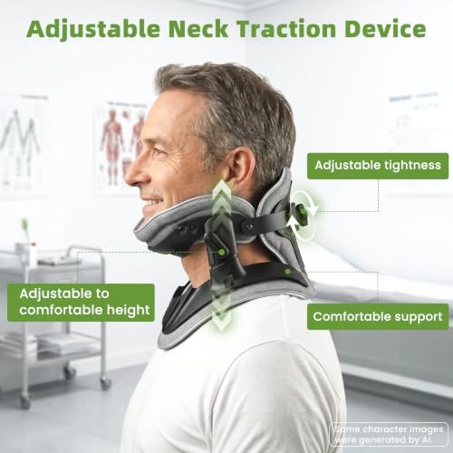 Adjustable Neck Traction Device for Spine Decompression and Pain Relief, Neck Braces for Neck Pain and Support,Neck Stretcher Cervical Traction