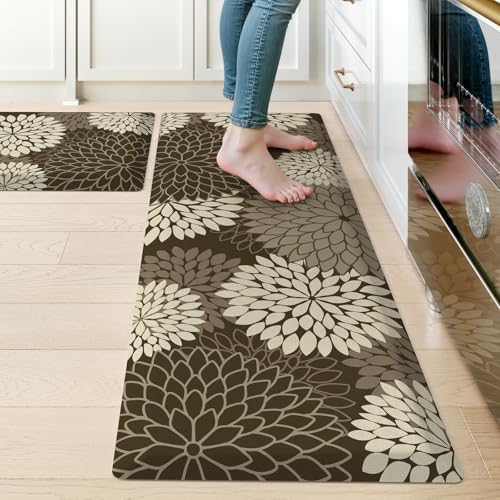 KIMODE Anti Fatigue Mats for Kitchen Floor Cushioned Kitchen Rugs Sets of 2