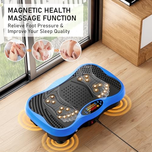 Vibration Plate Exercise Machine, 130 Levels Full Body Workout Vibrating Plate for Lymphatic Drainage Weight Loss, 450 Lbs Capacity Shake Platform with Bluetooth for Women Men