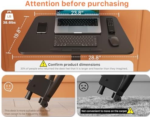 JOY worker Foldable Standing Desk, 90° Tilt Height Adjustable Desk, Black
