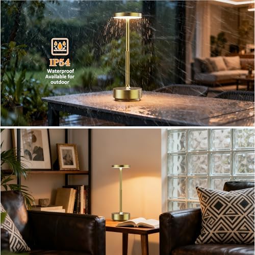 LED Ccordless Table Lamp Rechargeable,Battery Powered Outdoor Table Light