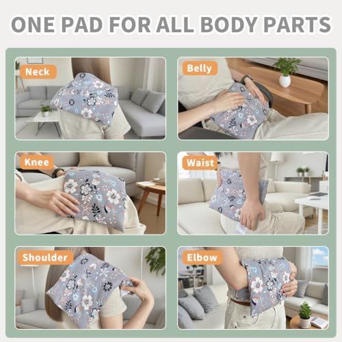 UNCN Wide Microwave Heating pad with Washable Cover 9.5x16in Microwavable Hot Pad for Neck Shoulder, Cramps, Back Pain Relief, Cordless Warm Compress Weighted Moist Heat Pack for Aches, Unscented