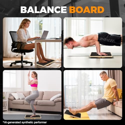 Wooden Rocker Balance Board for Adults Anti-Slip 350LBS Balance Trainer for Standing Desk, Physical Therapy & Core Strength – Durable Wooden Rocker Board for Office & Rehab