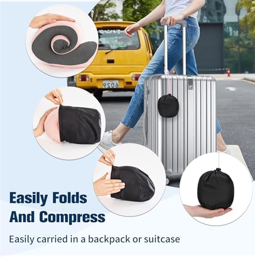 Cirorld Neck Pillow for Traveling, Travel Pillows for Airplanes Light Pink