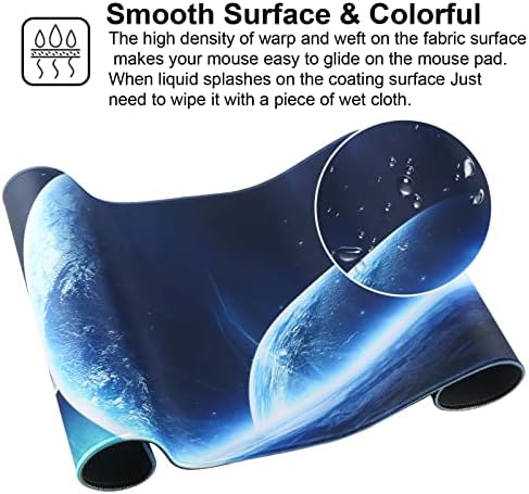 Large Gaming Mouse Pad with Stitched Edges,[27.5x11.8In] Extended Mouse Pad with Non-Slip Natural Rubber Base for Gamer/Desktop/Office/Home (70x30 Spaceball)