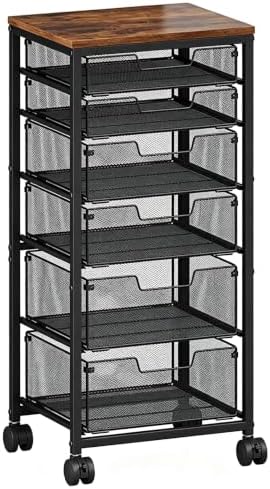 Rolling Storage Cart with 6 Drawers, Craft Cart with Lockable Wheels