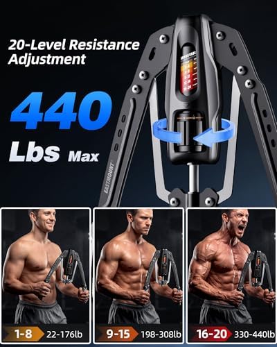 EAST MOUNT Twister Arm Exerciser, Adjustable Hydraulic Resistance 22–440 lbs, Arm Chest & Shoulder Strength Trainer for Home Workouts, Upper Body Muscle Builder, Fitness Training Equipment