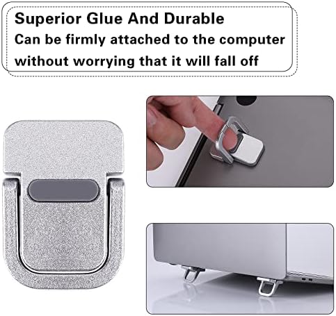 Abeillo 2PCS Portable Keyboard Riser, Self-Adhesive Mini Laptop Stand Invisible Computer Keyboard Stand for Desk, Laptop Feet Compatible with Pro/Air, Lenovo, Surface (Silver)