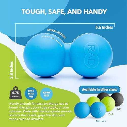 RAD Roller XL Peanut Roller Ball Massager - Soft Density Peanut Massage Ball - Myofascial Release for Back, Feet, Neck, Psoas - Suboccipital Release Device, Thoracic Spine Roller Balls