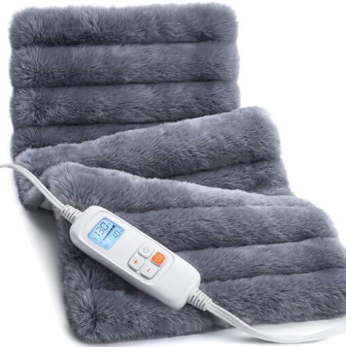 Electric Heating Pad for Back Pain & Period Cramps, 12"x24" Bubble Fleece