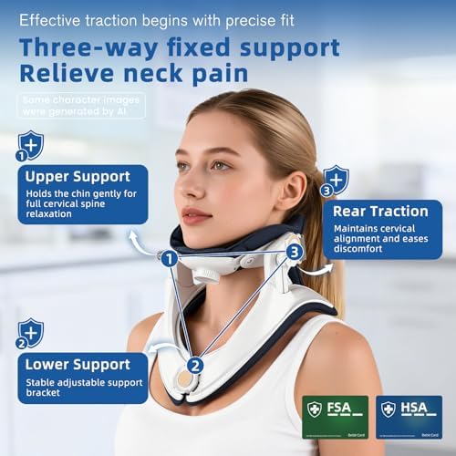 Neck Stretcher Cervical Traction Device - Adjustable Lightweight Neck Support Brace for Cervical Spine Decompression,Pain Relief Neck Decompression Tension Relief, FSA Eligible HSA Eligible