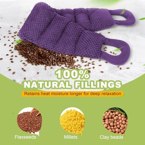 UNCN Long Heating Pad for Neck and Shoulders Back 33 x 5.9in Microwavable Large Moist Heat Pack Warm Hot Compress Neck Wrap Weighted Bag Massage Reusable Herbal Nature Calming Portable