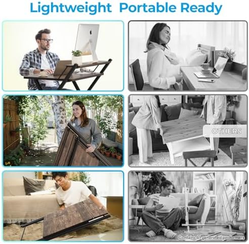 GreenForest No Assembly Folding Desk, 2-Tier Compact Computer Desk with Shelf, 30 inch Space Saving Foldable Table for Home Office, Dorm or Apartment, Portable Collapsible Sturdy Laptop Desk, Brown