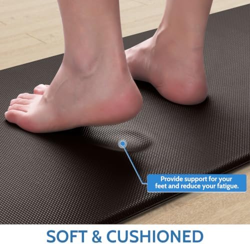 StepLively Kitchen Mat for Floor 2 PCS, Anti Fatigue Rugs, Chocolate