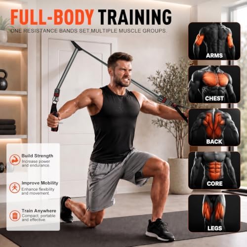HPYGN Resistance Bands with Handles, 150 lb Exercise Bands for Home Workout