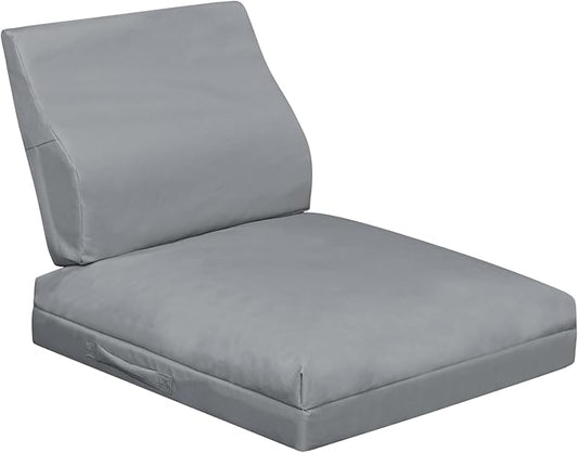 baibu 22x22x4 Inch Outdoor Chair Cushions with Lumbar Support Pillow Set, Waterproof Deep Seat Patio Cushions, Dual-Layer Memory Foam Chair Pads with Removable Cover & Ties for Patio Furniture, Grey