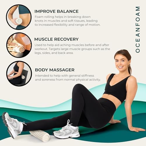 Oceanfoam Ripple Roller - Small Foam Roller for Physical Therapy (Natural)